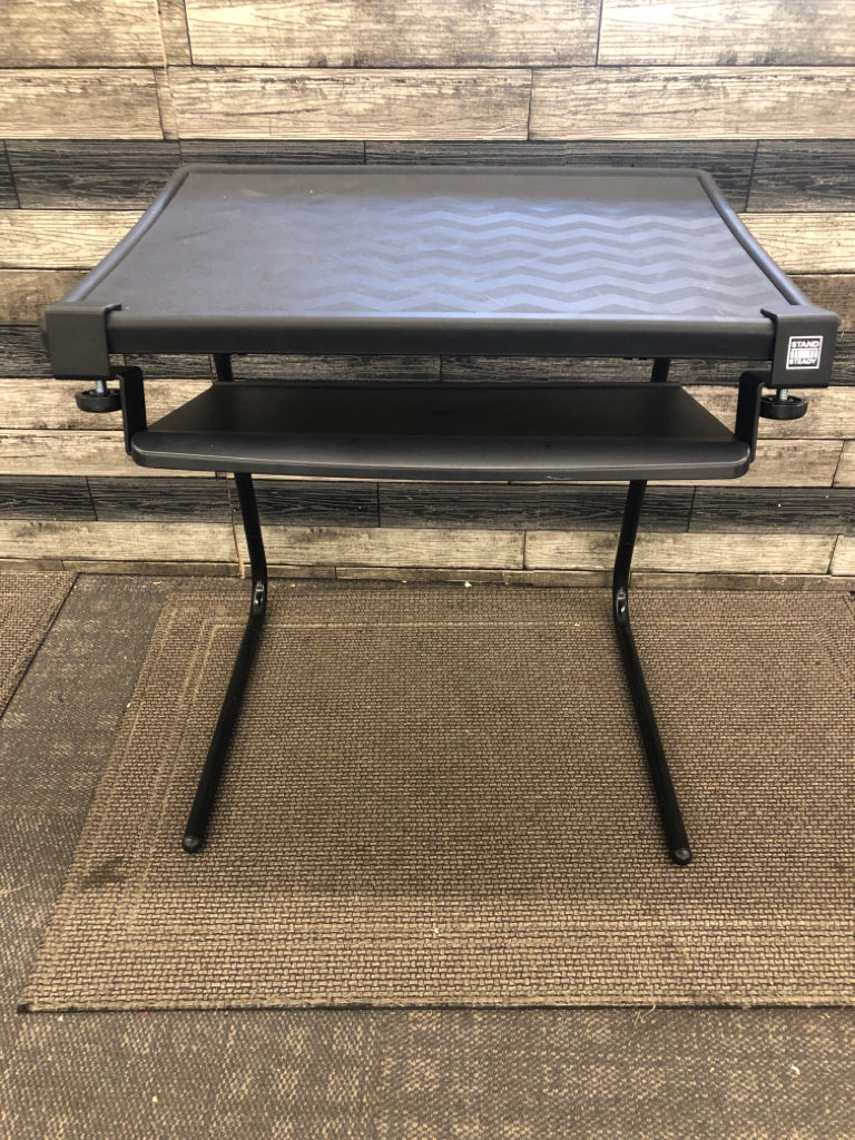 BLACK ZIGZAG DESIGN DESK W/ATTACHMENT DRAWER.