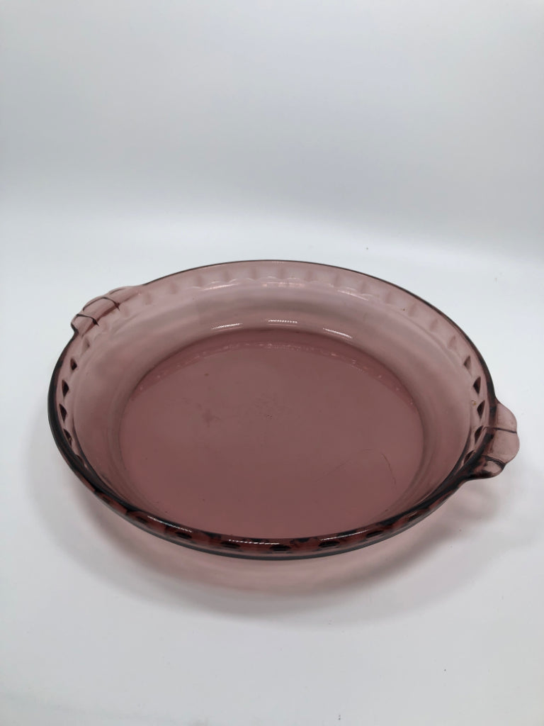 PURPLE PYREX GLASS PIE DISH.