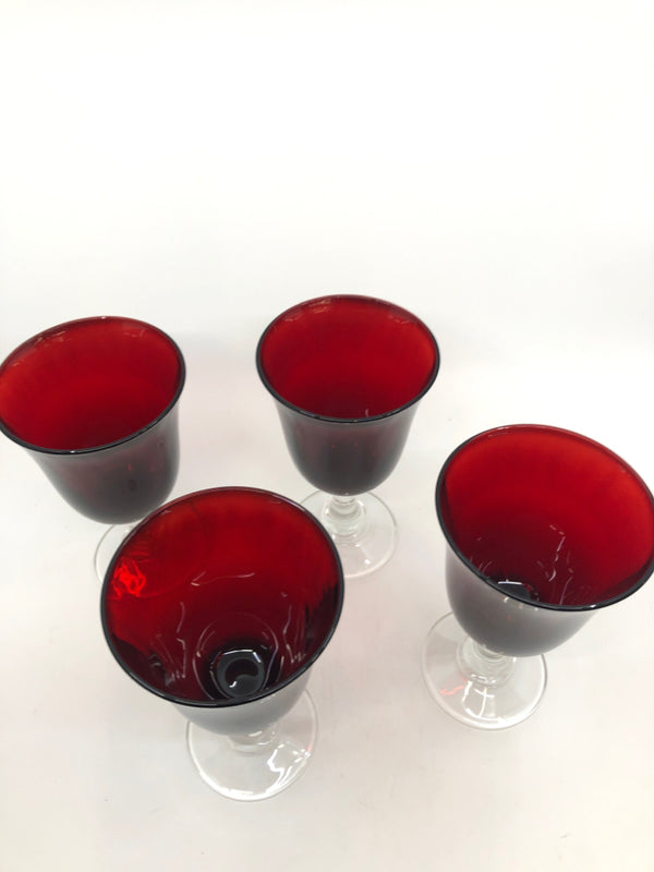 4 RED WINE GOBLETS.