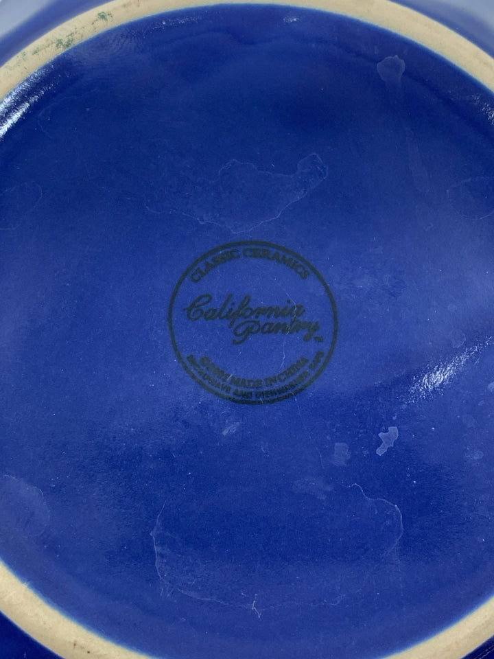 BLUE BEADED EDGE CERAMIC PLATE.