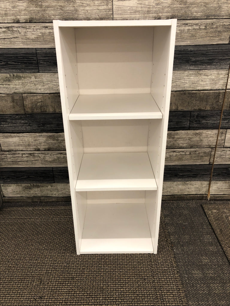 3 TIER WHITE CUBBY SHELF.