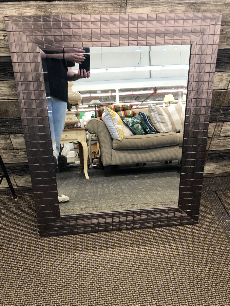 LARGE GREY TILED RECATNGLE MIRROR.