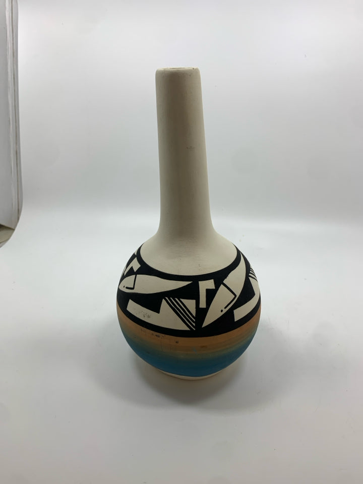 NATIVE LONG POTTERY VASE.