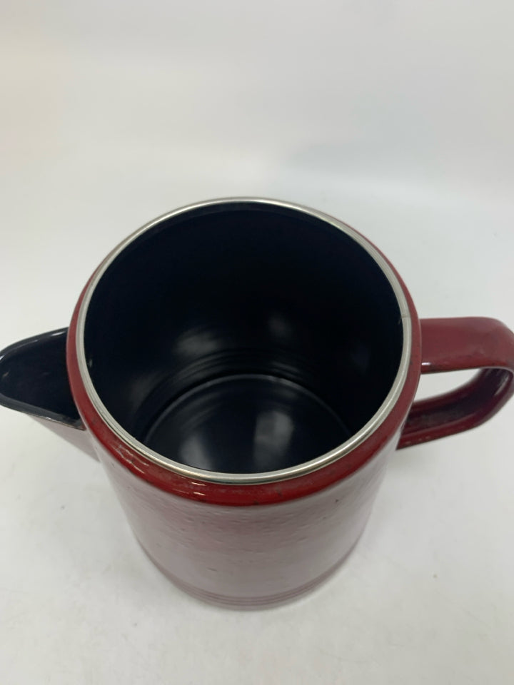 SPECKLED ENAMEL STOVE TOP COFFEE POT W/ LID.