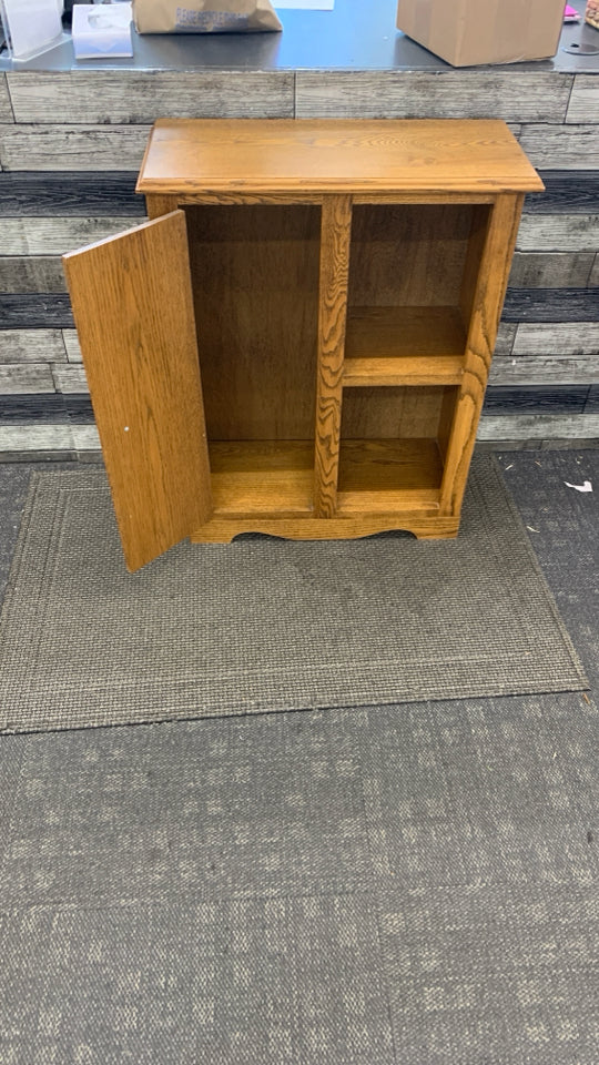 TEAL PAINTED WOODEN STORAGE CABINET.