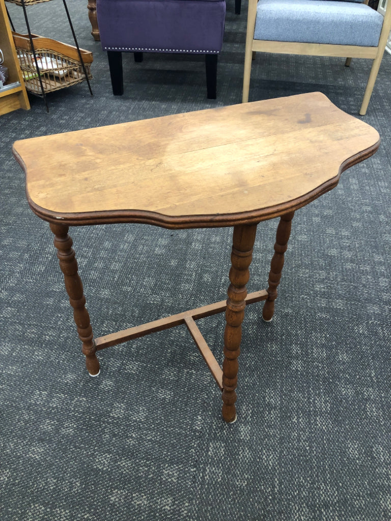 HALF MOON WOODEN END TABLE.