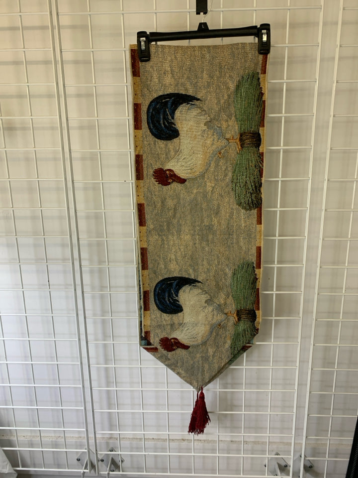 ROOSTER TABLE RUNNER W TASSELS.