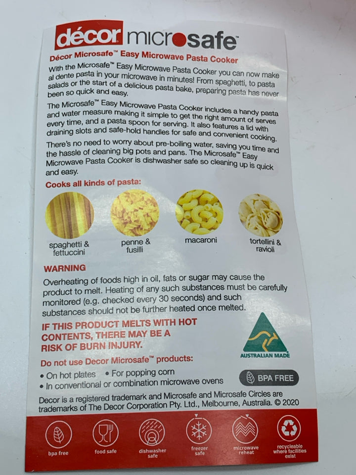 NEW PLASTIC PASTA COOKER KIT.