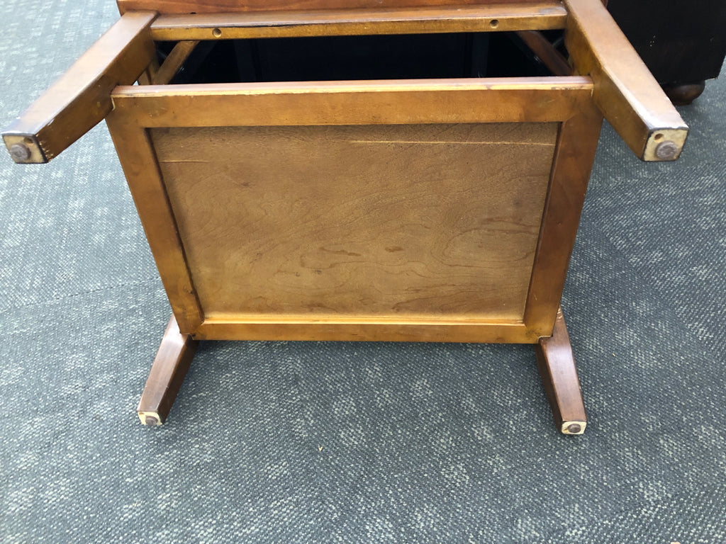 MAP FAUX LEATHER DESIGN SIDE TABLE CHEST SHAPE W/ DRAWER.