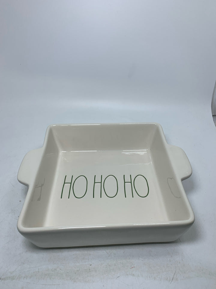 RAE DUNN WHITE HO HO HO  SQUARE BAKING DISH.