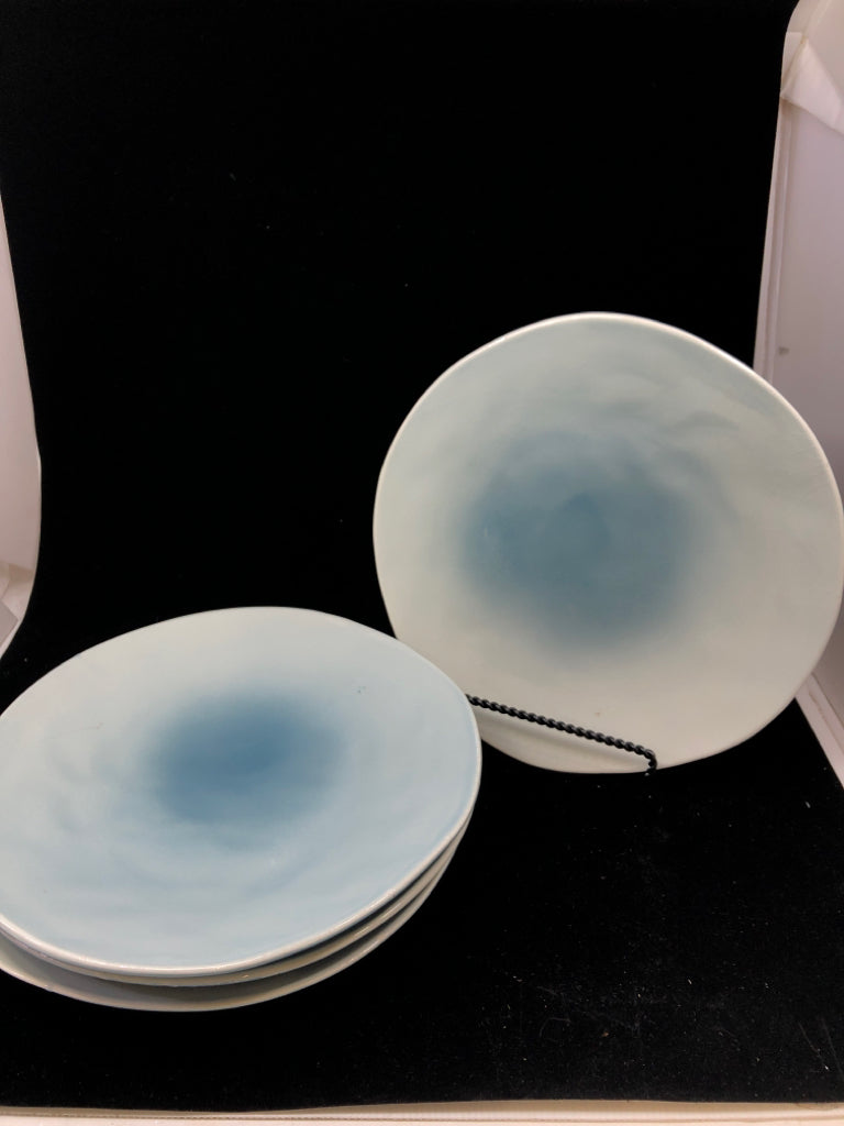 4 LIGHT BLUE PIER 1 DINNER PLATES.
