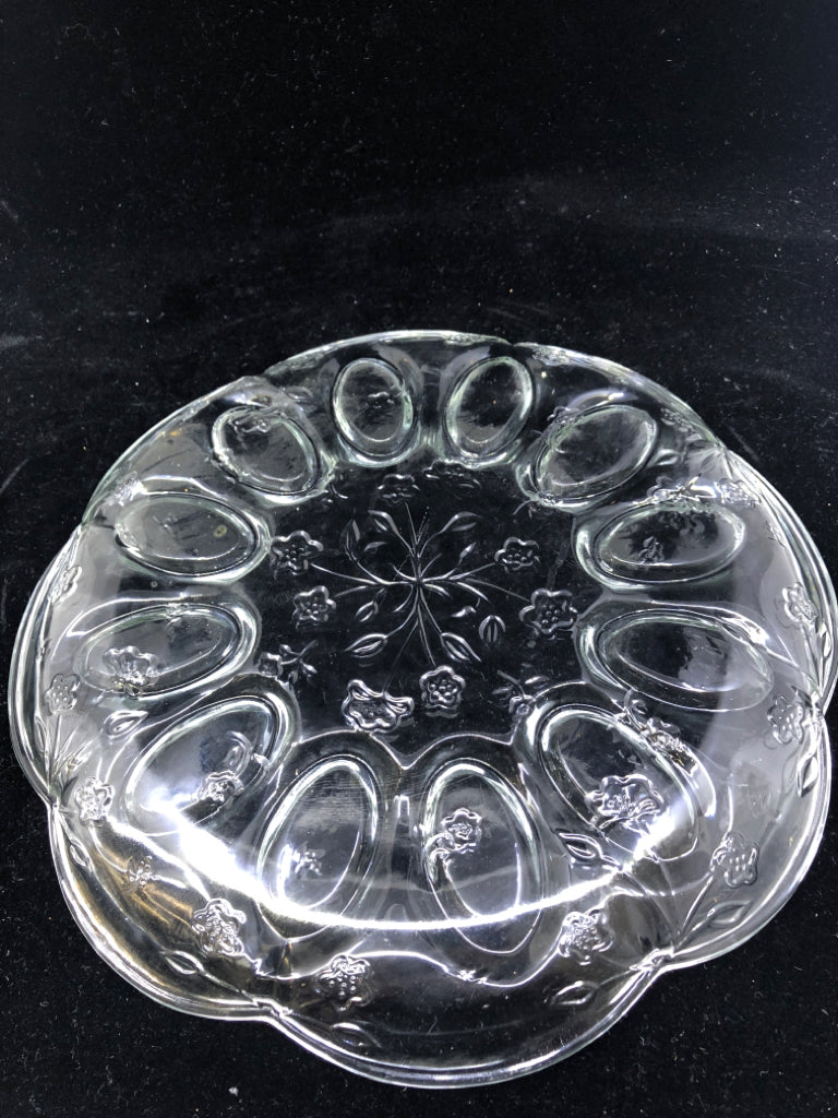 FLORAL EMBOSSED DEVILED EGG SERVER.