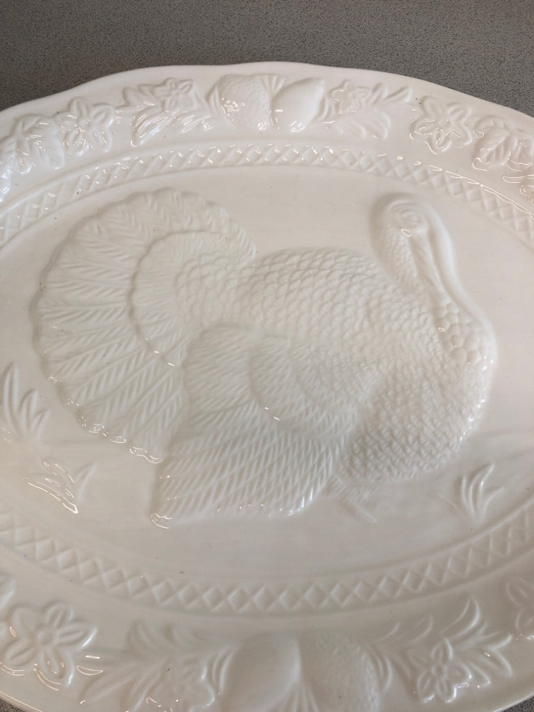 CERAMIC TURKEY SERVING PLATTER.