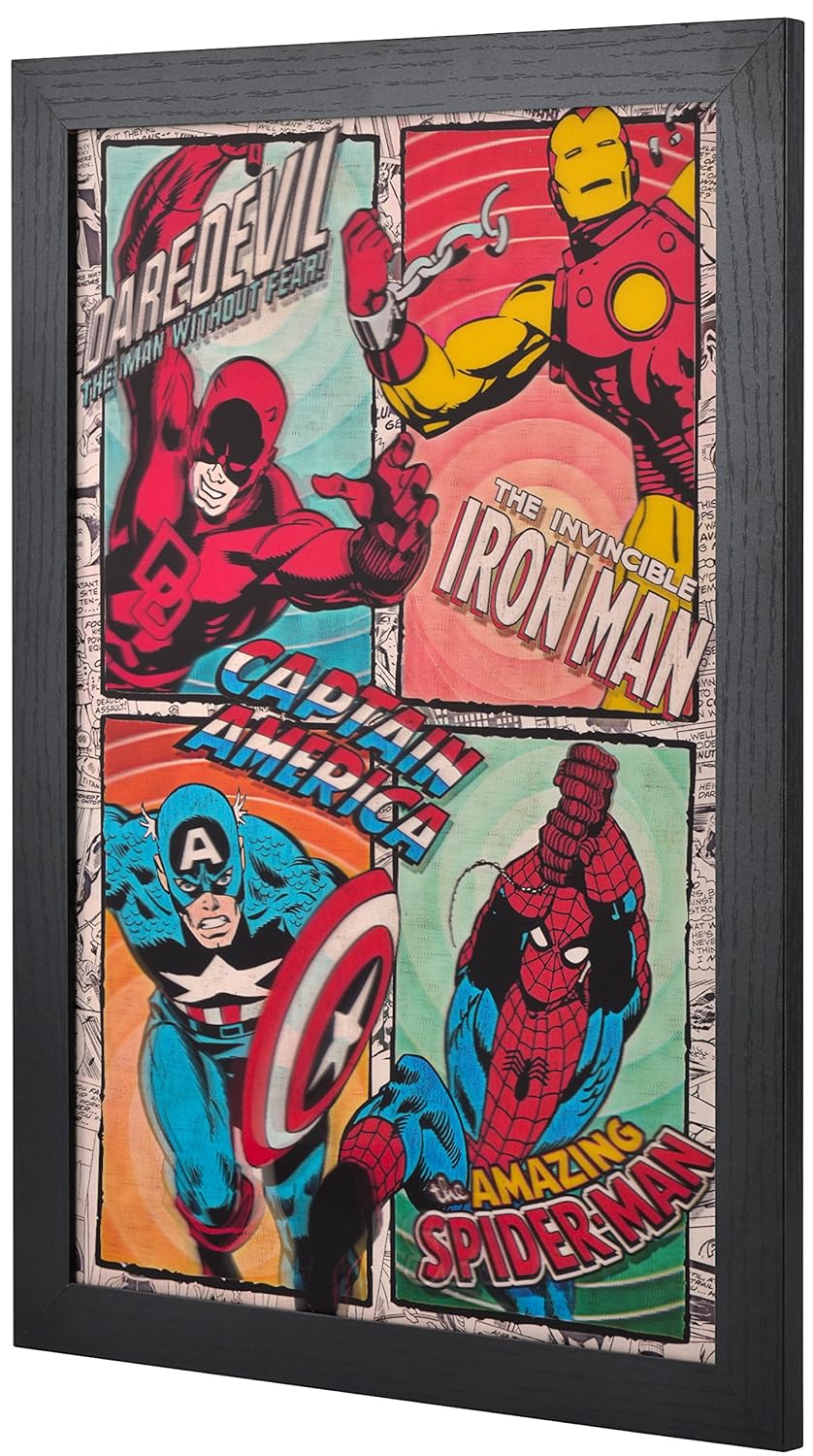 Edge Home Products 17P4MV1-4 Marvel Retro 11x17 3D Art Portrait, in 1" Frame