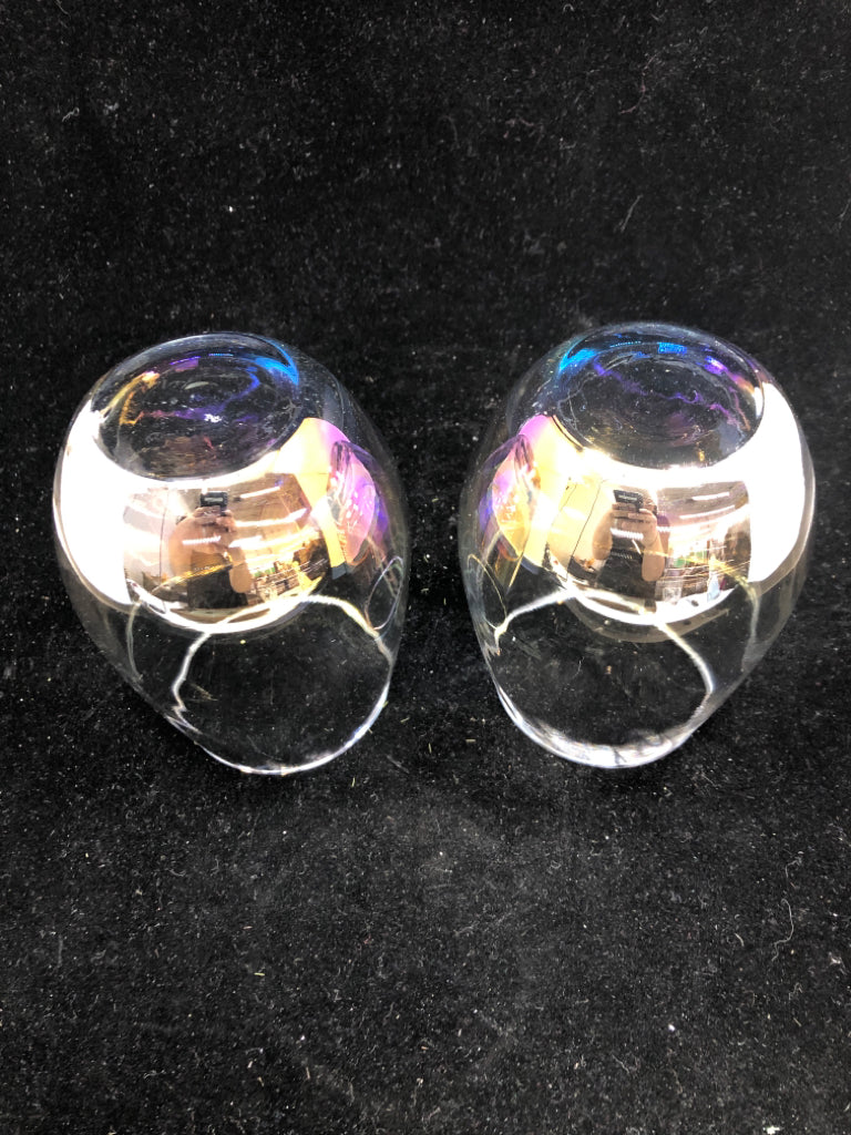 2 IRIDESCENT STEMLESS GLASSES
