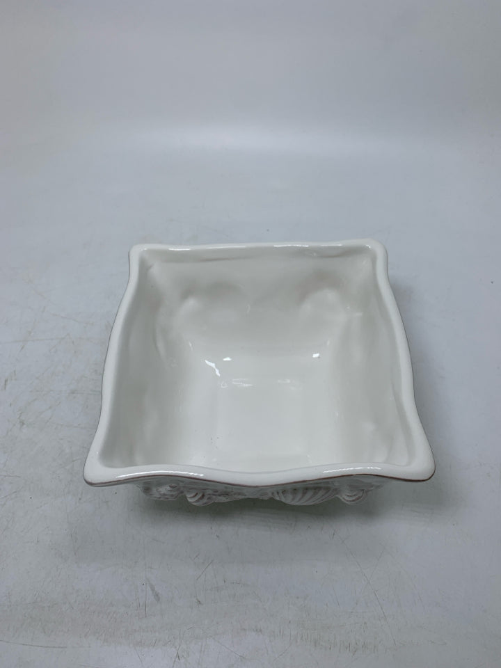 SQUARE BOWL W/ EMBOSSED SHELLS.