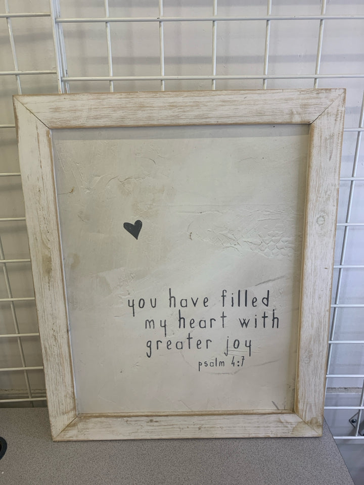 YOU HAVE FILLED MY HEART-WHITEWASHED FRAMED PRINT.