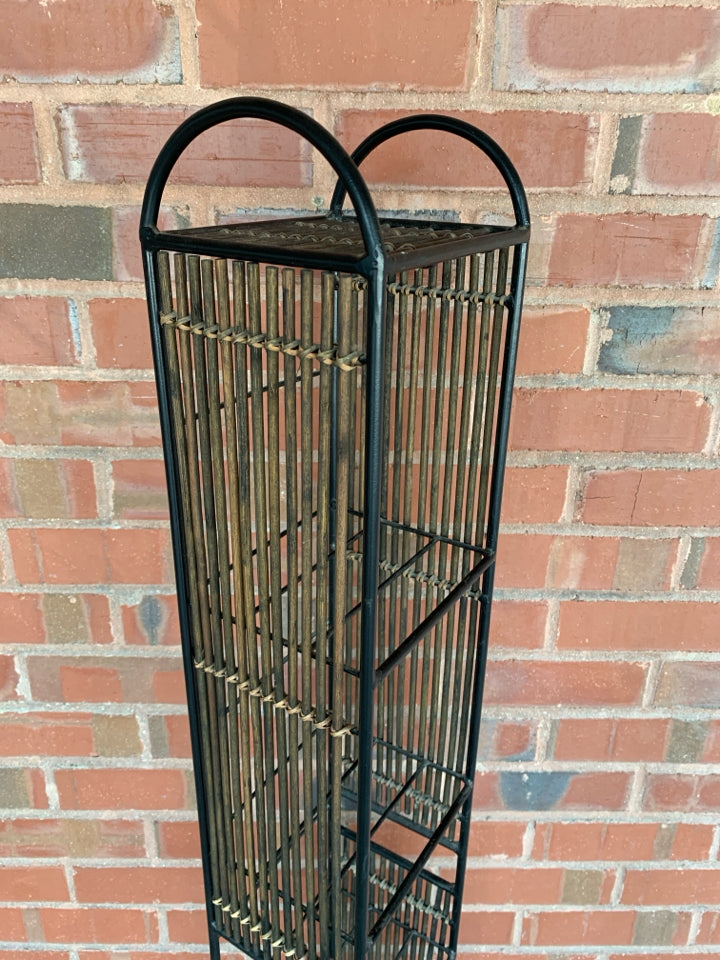 METAL AND BAMBOO 6 SHELF PLANT STAND.