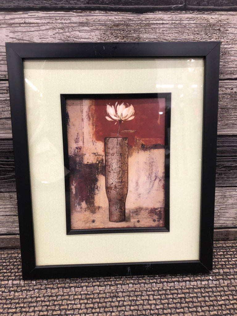 WHITE FLOWER IN BROWN VASE WALL ART.