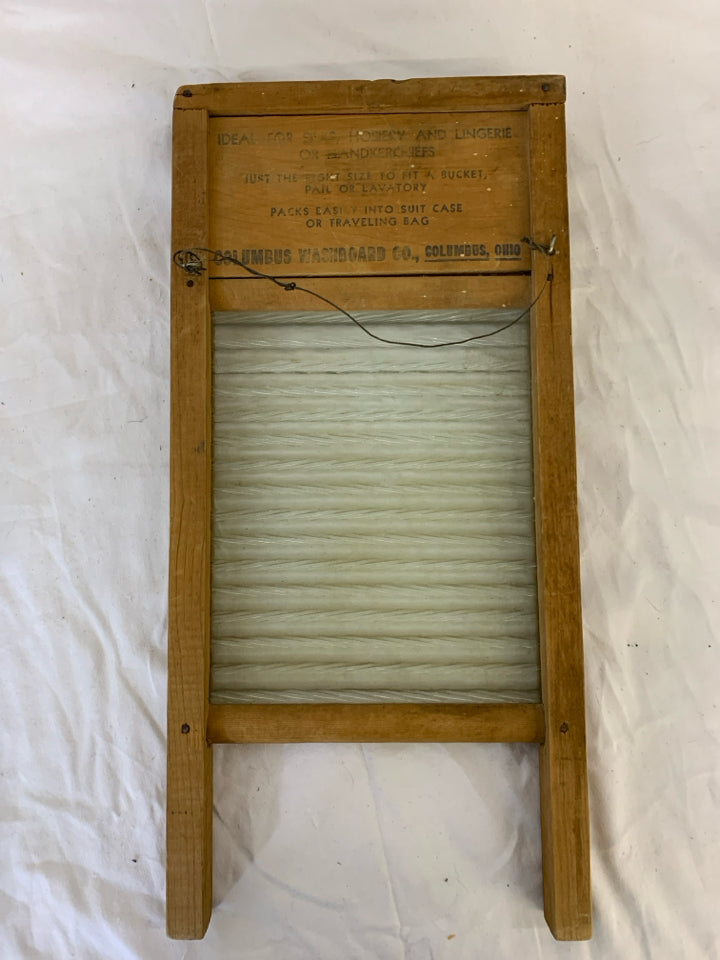 VTG COLUMBUS WASHBOARD GLASS WALL HANGING.