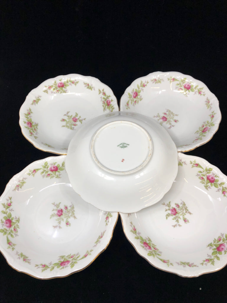 5 VTG JOHANN HAVILAND WILD ROSE BOWLS.