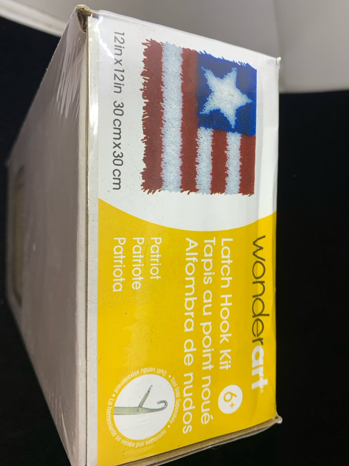 NIP WONDERART FLAG LATCH HOOK KIT.