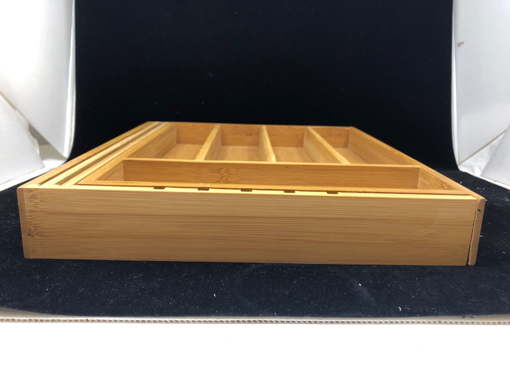 BAMBOO EXPANDABLE UTENSIL HOLDER.