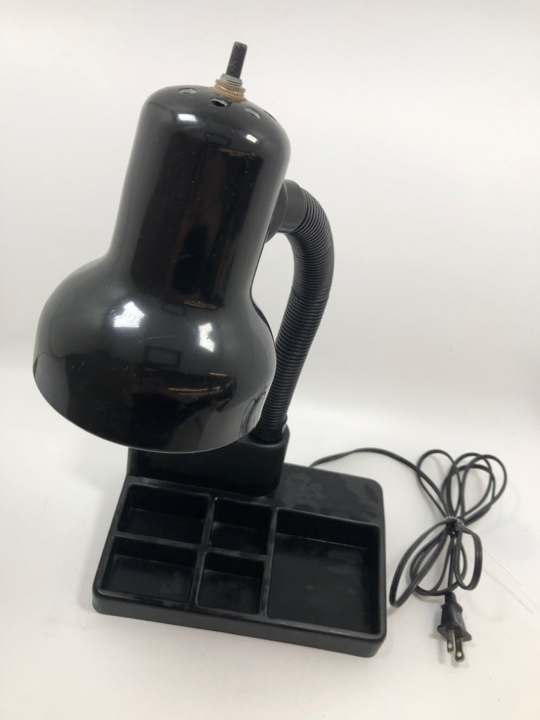BLACK DESK LAMP W ORGANIZER BASE.