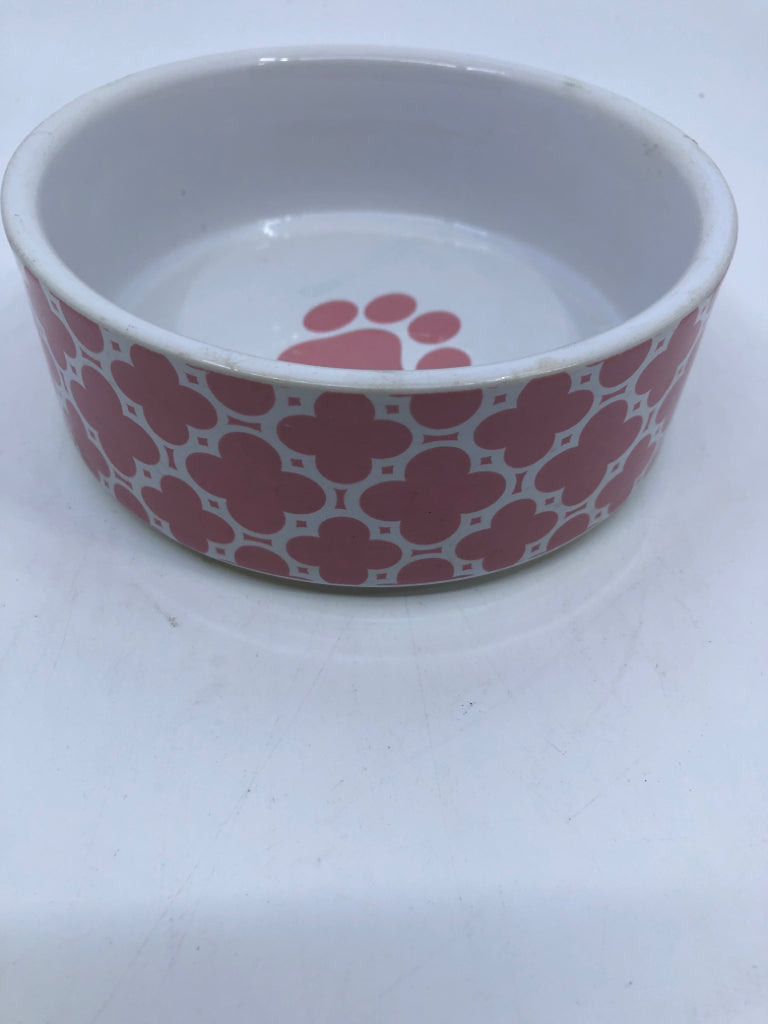 PINK PAW PRINT PET DISH.