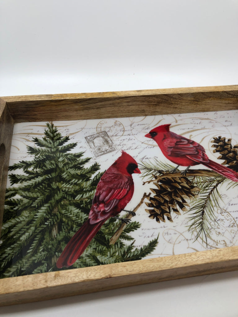 RUSTIC CARDINAL TRAY.