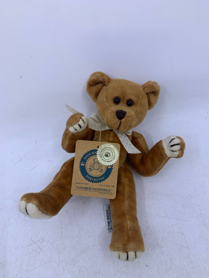 MINI LIGHT BROWN BEAR W/ WHITE BOW.