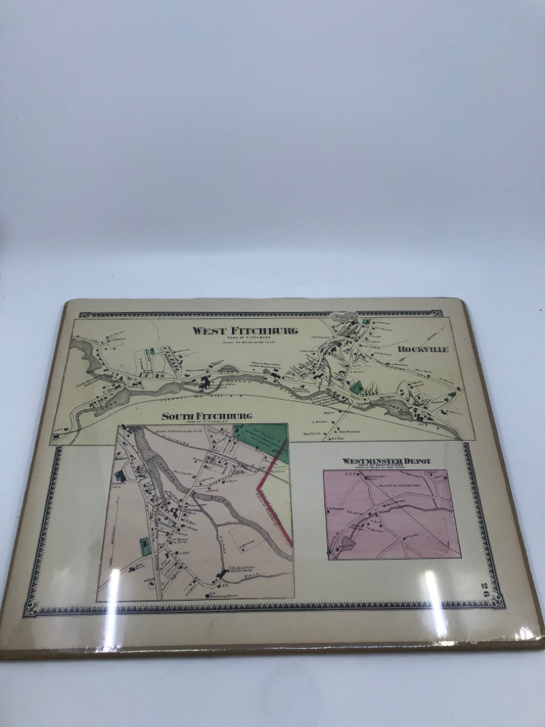 UNFRAMED VINTAGE MAP OF WEST FITCHBURG