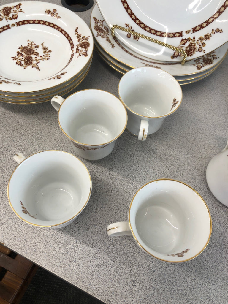 22PC FALL FLORAL CHINA SET - LILING - SRV FOR 4.