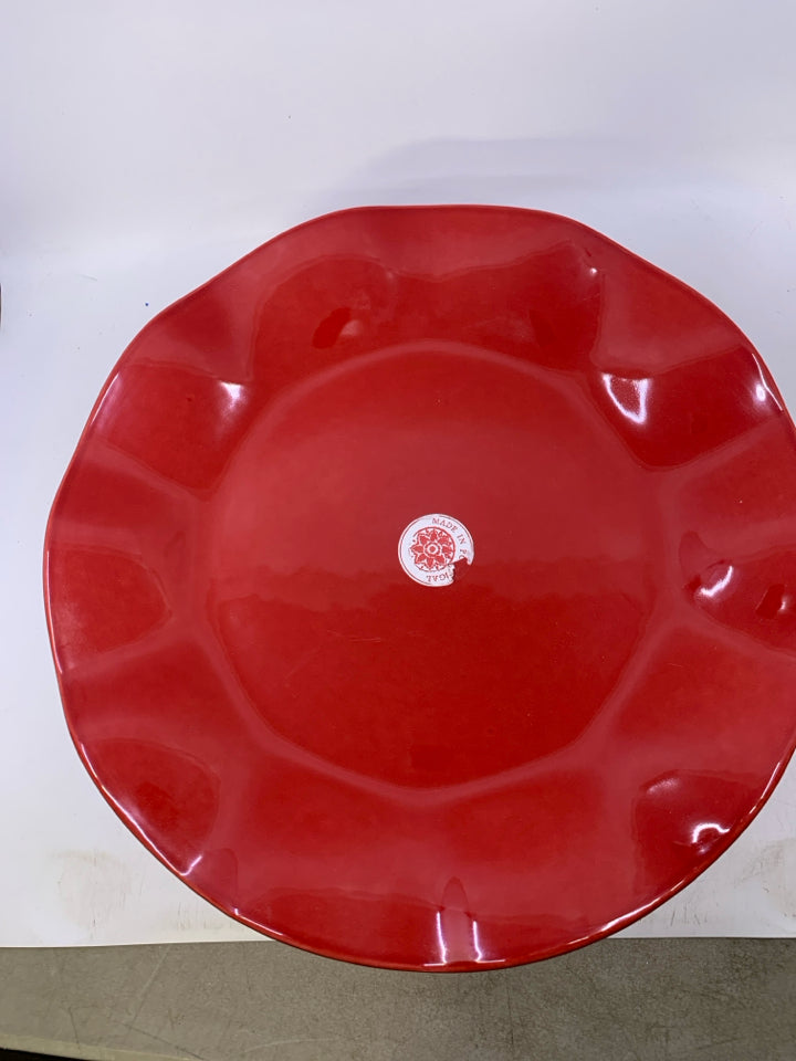 RED CERAMIC W/ WAVY EDGE.
