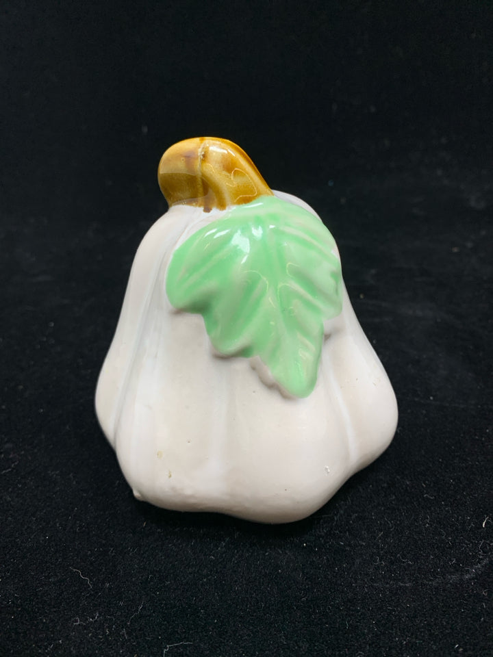 WHITE CERAMIC PUMPKIN.
