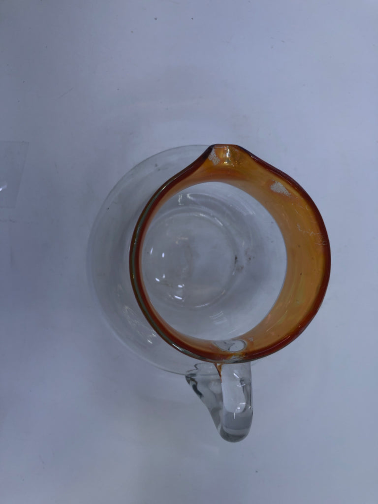 VTG ORANGE RIMMED PITCHER.