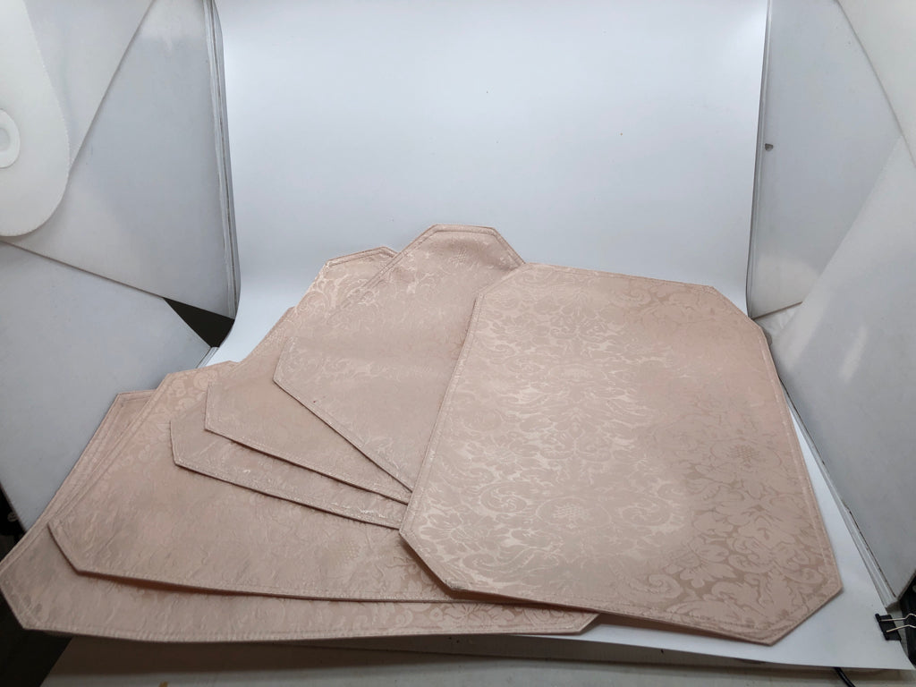 6 PINK DAMASK PLACEMATS.