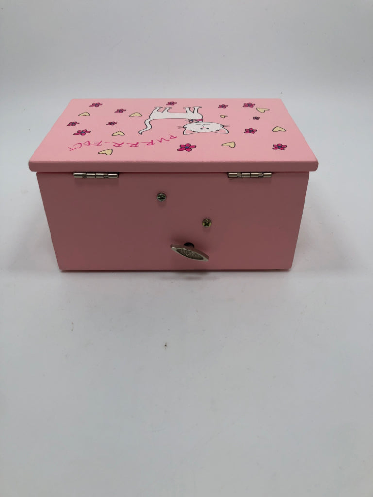 PURRRFECT WOOD JEWELRY MUSIC BOX.