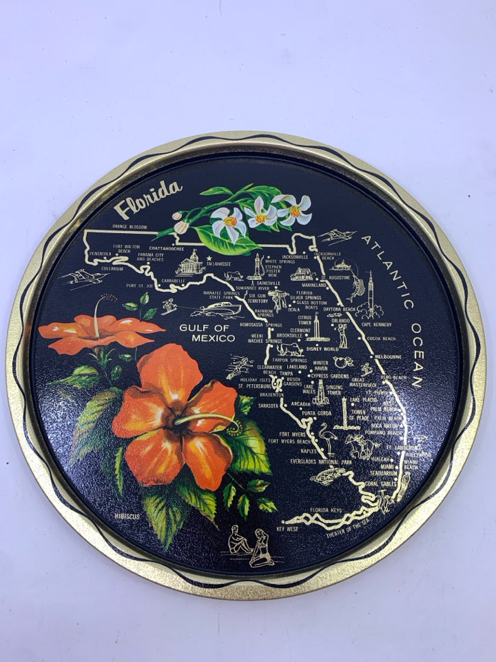 CIRCLE FLORIDA THEME METAL TRAY.