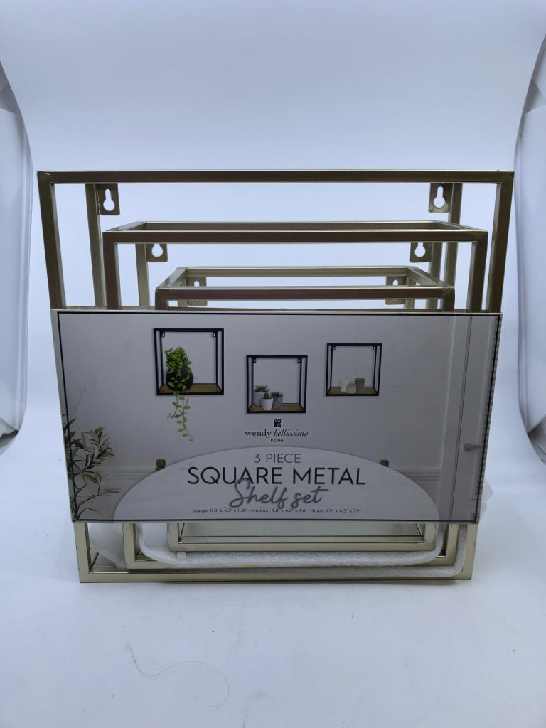 3PC SQUARE METAL SHELF SET.