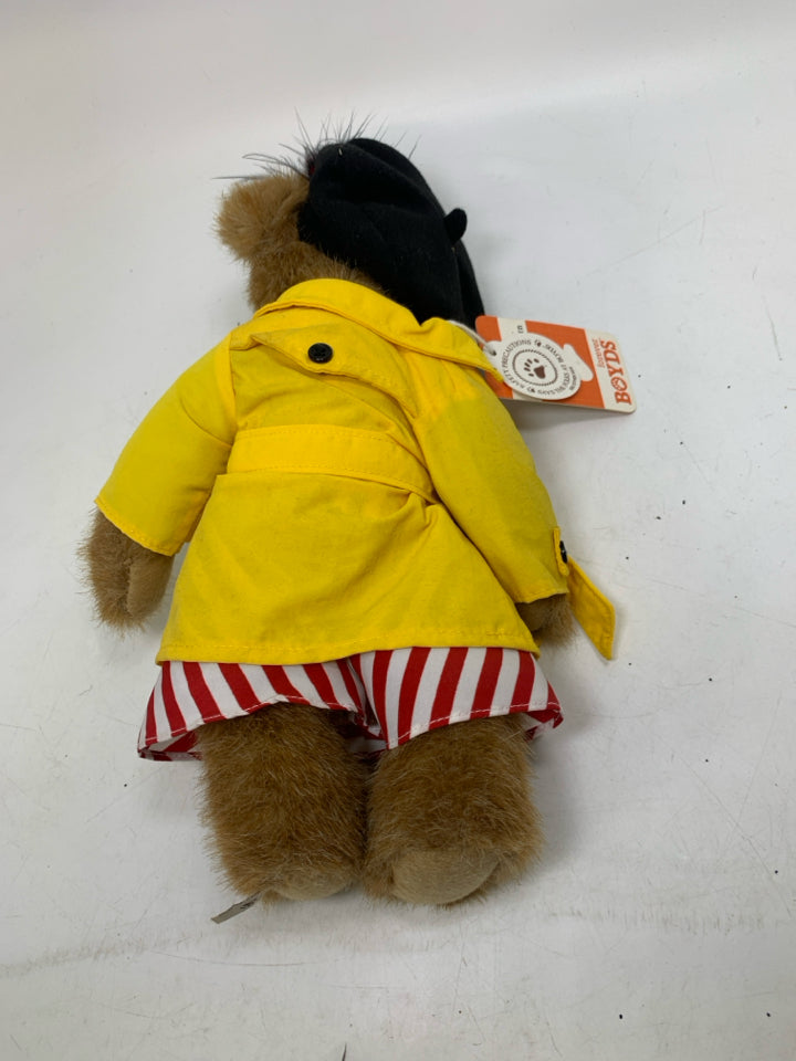BROWN BOYDS BEAR W/ YELLOW RAIN COAT.