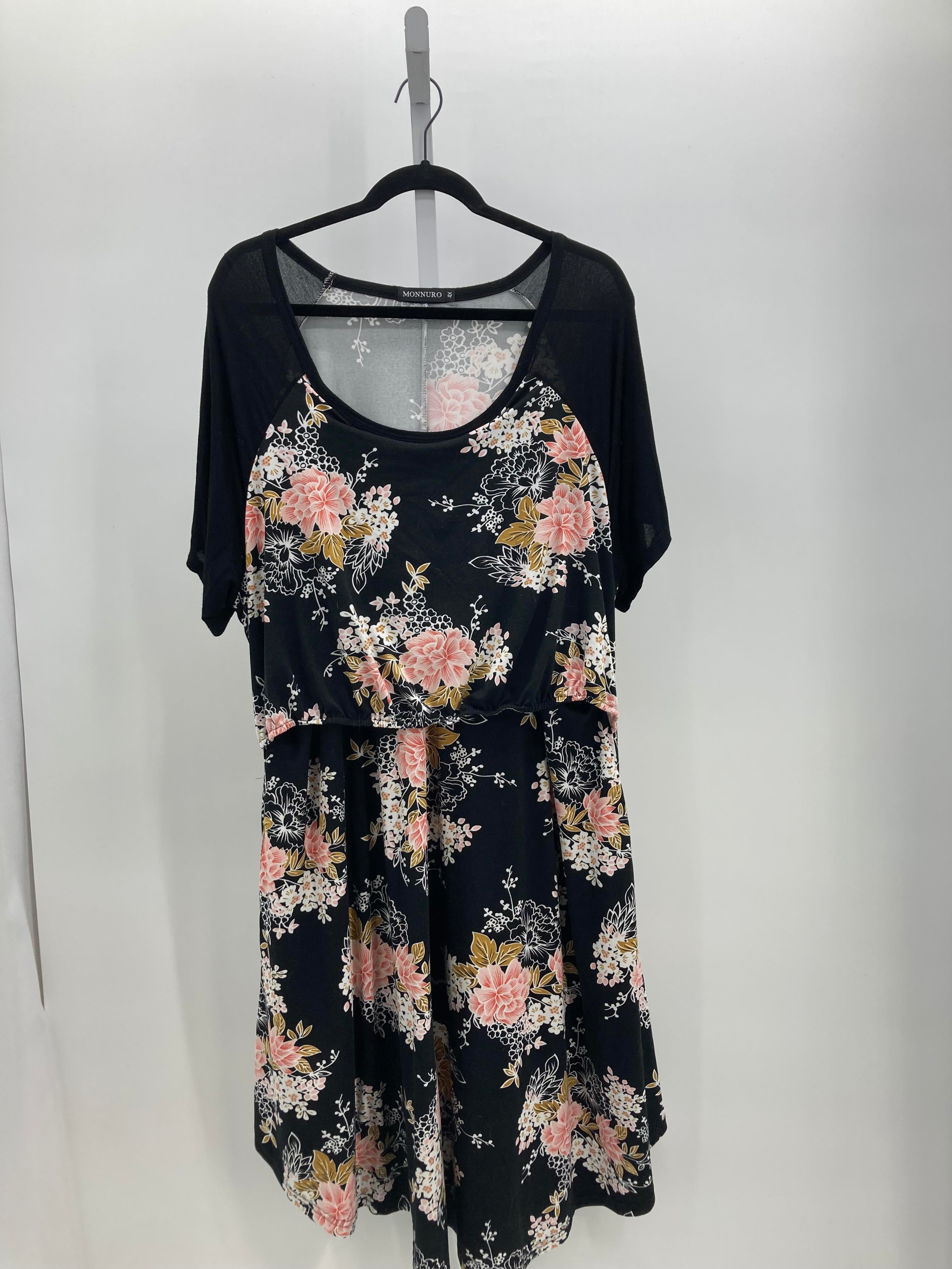 Black Size 4X Women's Short Sleeve Dress