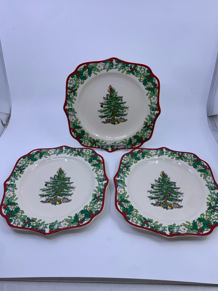3 CHRISTMAS TREE SPODE 70TH ANNIV 2008 PLATES.