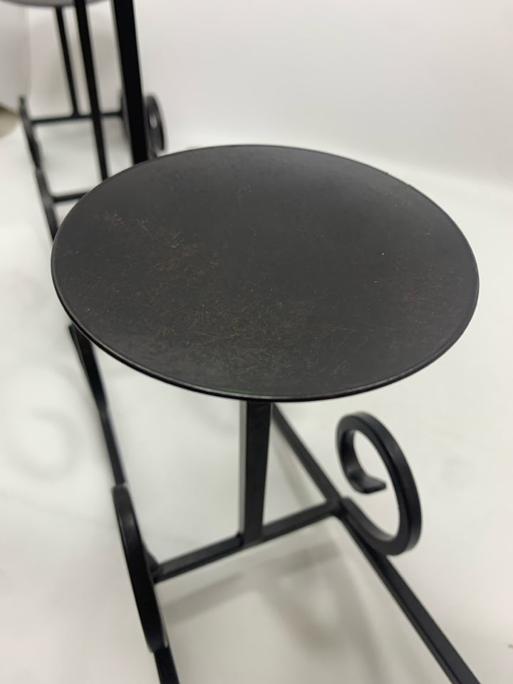5 SPOT BROWN METAL PILLAR CANDLE CENTERPIECE.
