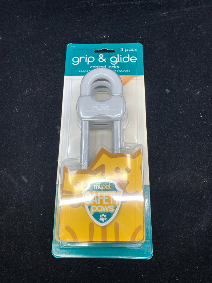 NIP GRIP AND GLIDE CABINET LOCKS.