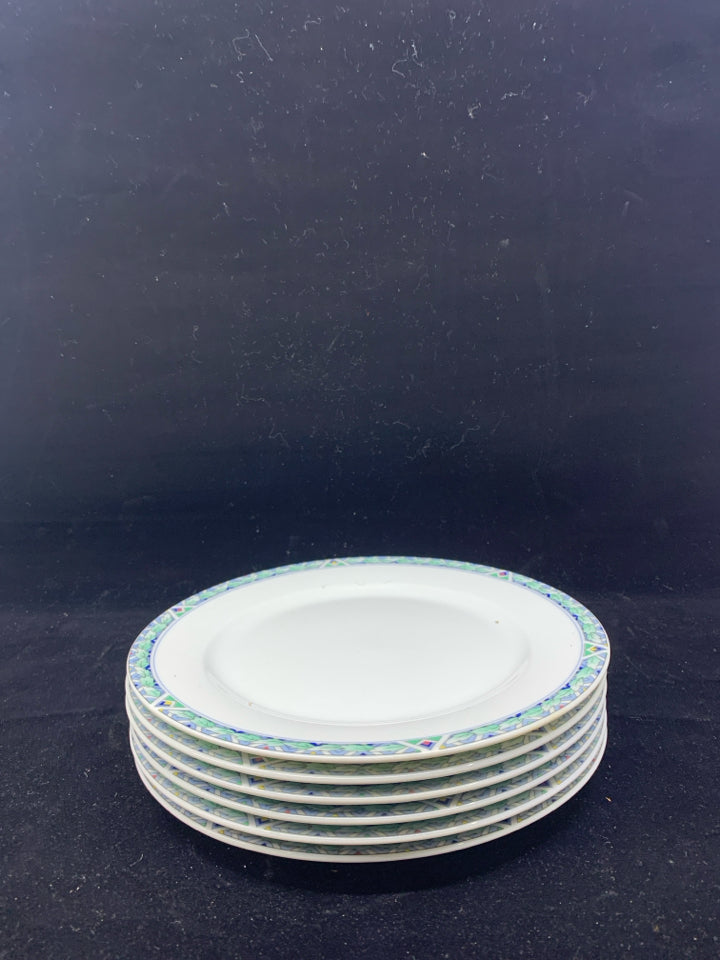 6 ARZBERG GERMANY BLUE LEAF PATTERN LEAF PLATES.