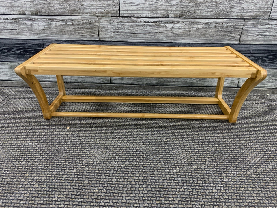 BAMBOO BATHROOM WALL SHELF W/TOWEL BAR.