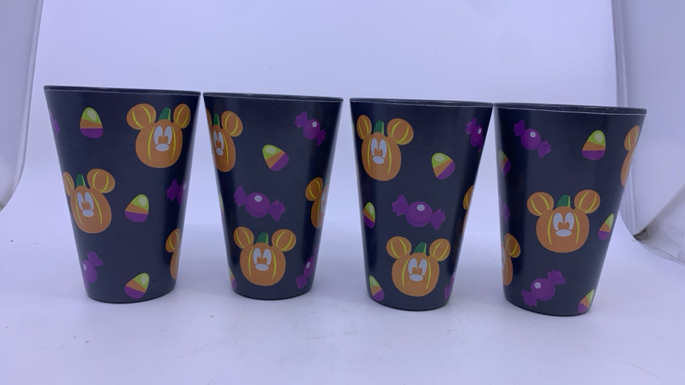 4 MICKEY PUMPKIN GLASSES.