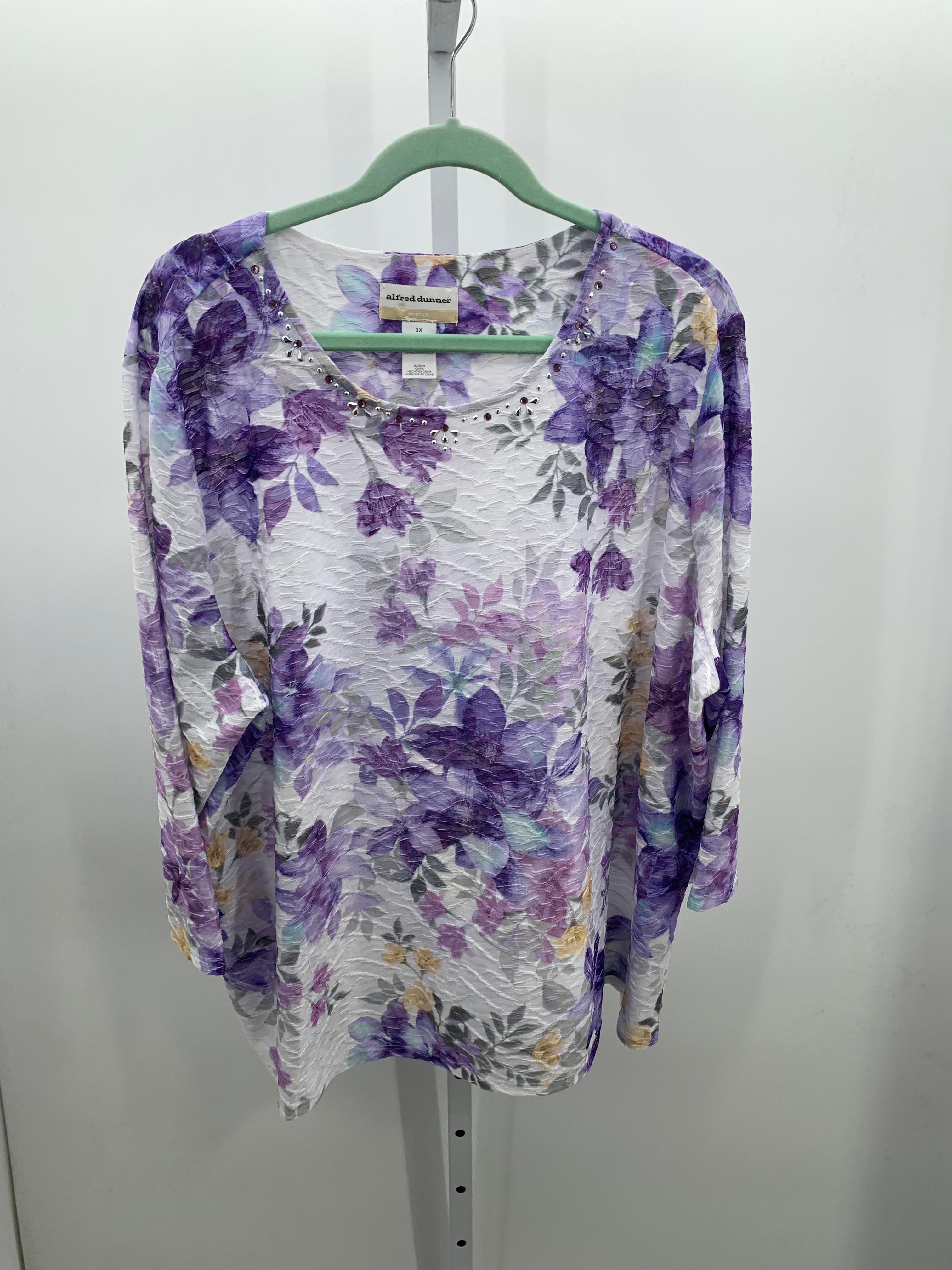 Alfred Dunner Size 3X Womens 3/4 Sleeve Shirt