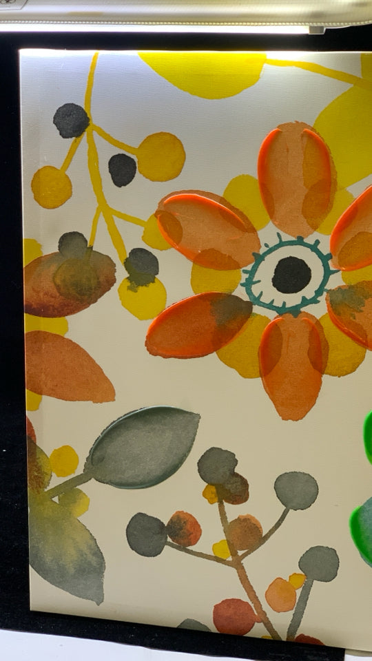 ORANGE AND YELLOW FLORAL CANVAS WALL ART.